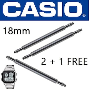 Genuine Casio Watch Strap Spring Bar / Spring Rod, 18mm, set of two + ONE FREE (for AE-1000 / 1100 / 1200 / 1300 / 1500) - 72011384