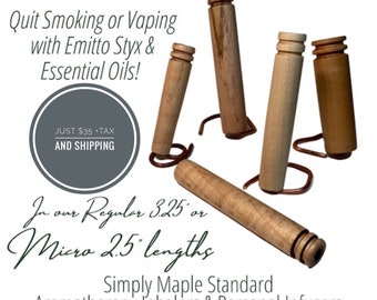 Quit Styx Simply Maple Wood Aroma Inhaler for Essential Oils | Essential Oil Diffuser | Aromatherapy Pen | Emitto | EO | Gift