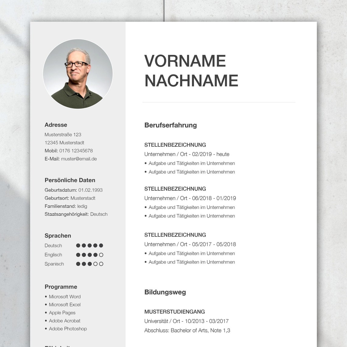 Application Template German With CV Template for Word and Pages, Cover Application Template German With CV Template for Word and Pages, Cover