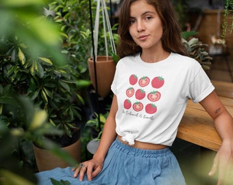 The feeling of tomatoes｜Tomato Illustration Short-Sleeve T-Shirt｜French words