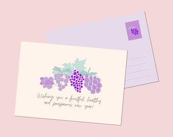 Grape New Year Postcard: Fruitful Greetings (Digital Download)