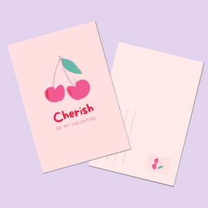 Cereja Cartão Postal de <br> Entrega Rápida? Ame ~ seja meu namorado ~ | Arte para impressão | Cereja Postais | Download instantâneo