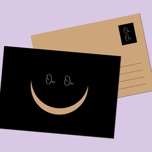 Oui Oui with the Crescent New Moon Shape Smiling Face Illust Postcard | Post Card | Printable Art | Instant Download