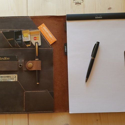 Personalized Leather Portfolioleather Padfolio Pad Etsy
