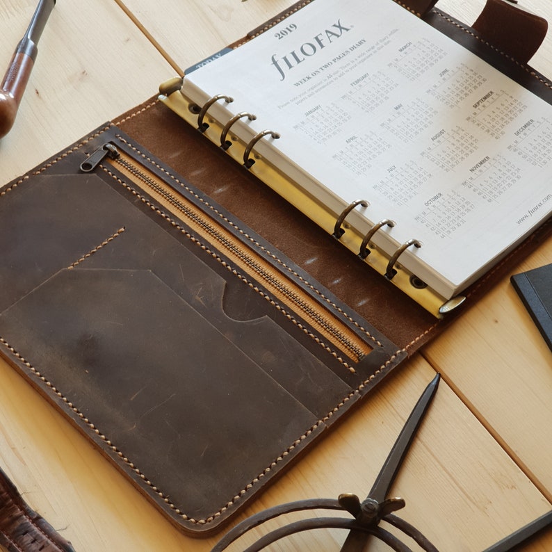 Leather Travel Journal A5 Size Agenda Leather Filofax Cover Etsy