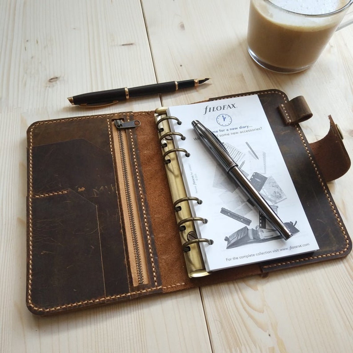 Leather Filofax Cover Personal Size Leather Planner Filofax Etsy