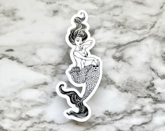 Mermaid Sticker • Dead Mermaid • Mermaid with Skull Sticker • Hair Up