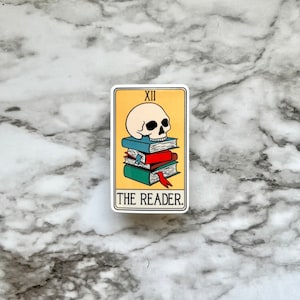Book Stickers • Skull with Books • Goth Stickers • Tarot Stickers • The Reader