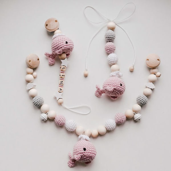 Coffret cadeau Poussette Chaîne Bébé Siège Auto Pendentif Chaîne Sucette Wal Rosa Personnalisé