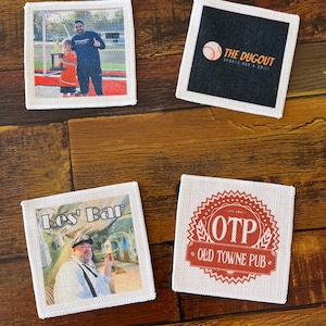 Custom Photo Sublilinen Coasters-Set of 4-1 sided- High Quality Material- Personalized- Free Shipping