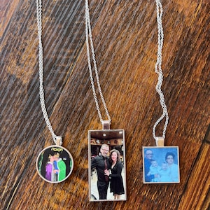 Custom Photo Necklace - HD Photo- Aluminum Insert-Silver
