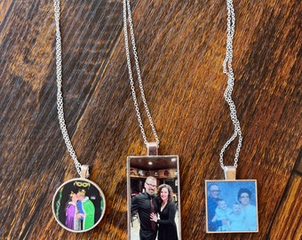 Custom Photo Necklace - HD Photo- Aluminum Insert-Silver