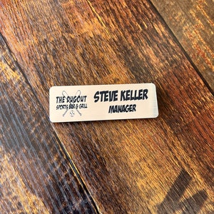Custom Laser Engraved Name Tag- Brushed Silver-Magnetic Back-Business