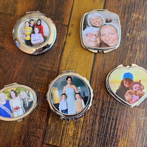 Espejo compacto con foto personalizado - Foto HD - Metal plateado - Alta calidad - Personalizado