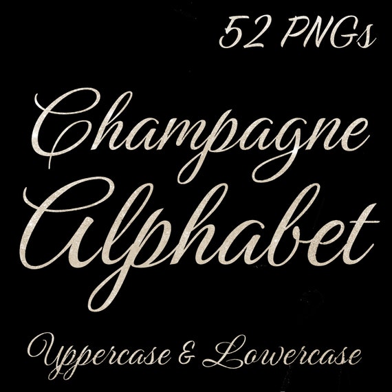 Champagne Glitter Alphabet Clipart Files Script Letters Etsy