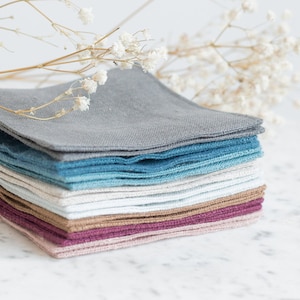 Linen Coasters set. Custom color Square Linen cup coasters. Modern drink coaster. Personalized Dining linens. Minimalistic table decor.