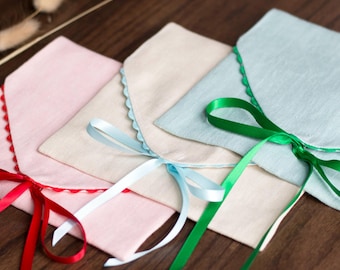 Linen Envelope with Bow Tie, Elegant Book Wrap & Card Holder