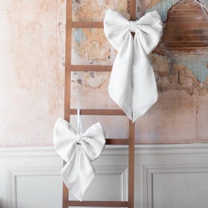 White Linen Bow. Extra Large Door & Wall Decor