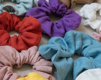 Pastel Linen Scrunchies Oversized Minimalist hair accessories set