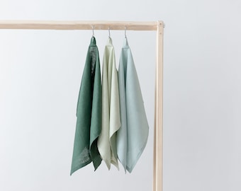 Green Linen Tea Towels. Natural kitchen decor.