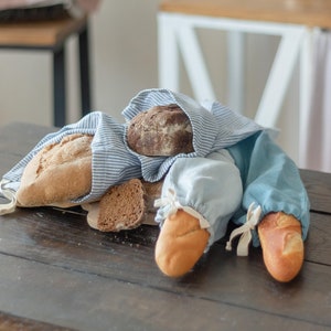 Linen Bread Bag – Reusable Food Storage Bag with Drawstrings, Zero Waste Fresh Bread Keeper, Baker Gift