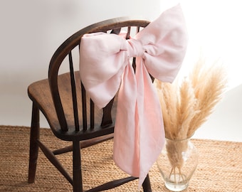 Pink Extra Large Luxuries Linen Bow. Wall and door decor.