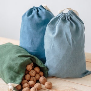 Linen storage Bag with drawstrings. Linen fresh bread keeper. Zero waste food storage. Baker Gift. image 2