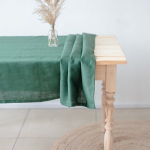 Natürliche Leinen Tischdecke in Smaragdgrün. Quadratische und rechteckige Tischplatte. Tischwäsche nach Maß. Bild 3