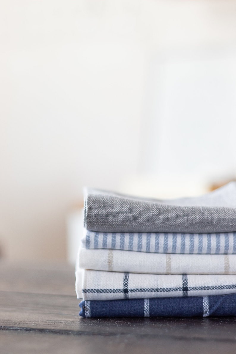 Simple Linen Tea Towels. Kitchen Dish Towel. Striped Classic Etsy