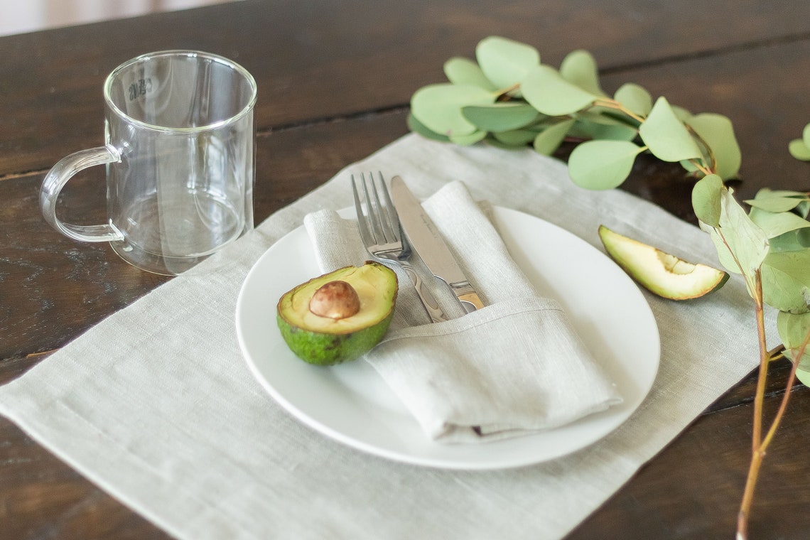 Leinen Platzset. Natürliches Platzset Set. Moderner rustikaler | Etsy