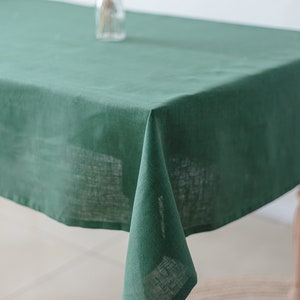 Natürliche Leinen Tischdecke in Smaragdgrün. Quadratische und rechteckige Tischplatte. Tischwäsche nach Maß. Bild 4