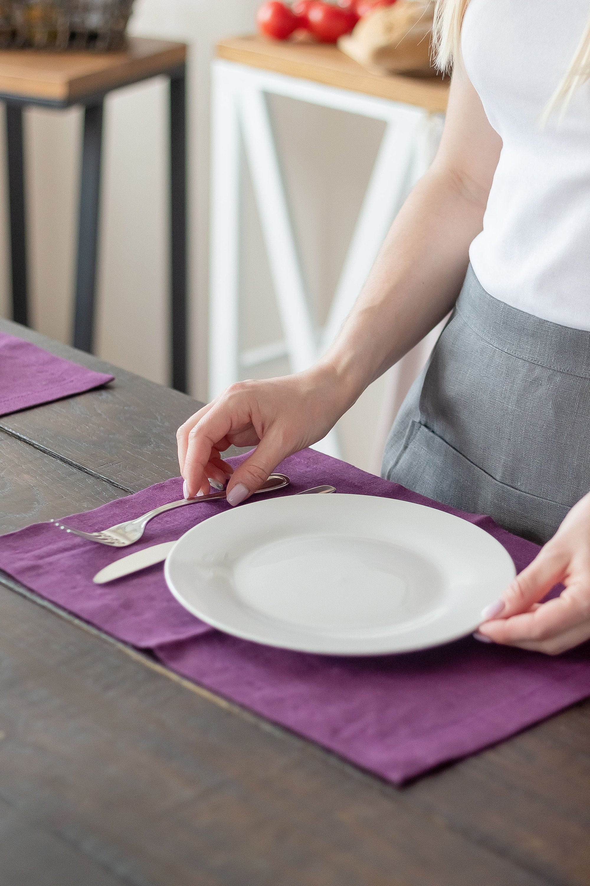 Leinen Platzset. Natürliches Platzset Set. Moderner rustikaler | Etsy