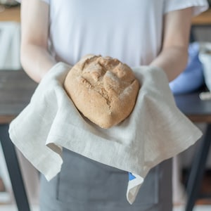 Natural Linen tea towel. Pastel kitchen dish towel. European washed linen hand towel with loop. Zero Waste Home decor. Linen bread keeper.