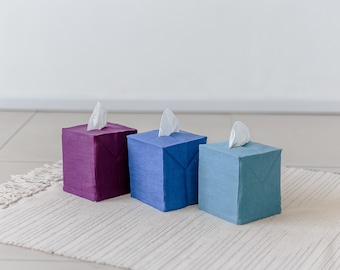 Rechteckige Taschentücherbox Bezug aus Leinen mit gefütterter Baumwolle. Minimalistische Badezimmer Deko.
