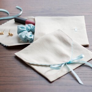 Pink Linen Envelope with Red Trim, Book Wrap & Card Holder with bowtie image 10