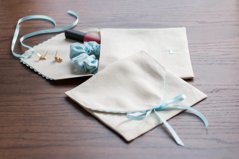 Pink Linen Envelope with Red Trim, Book Wrap & Card Holder with bowtie image 10