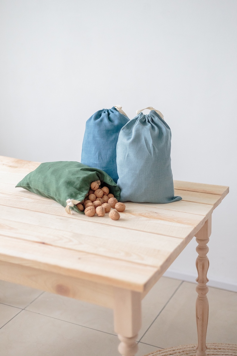 Linen storage Bag with drawstrings. Linen fresh bread keeper. Zero waste food storage. Baker Gift. image 1