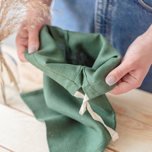 Linen storage Bag with drawstrings. Linen fresh bread keeper. Zero waste food storage. Baker Gift. image 8