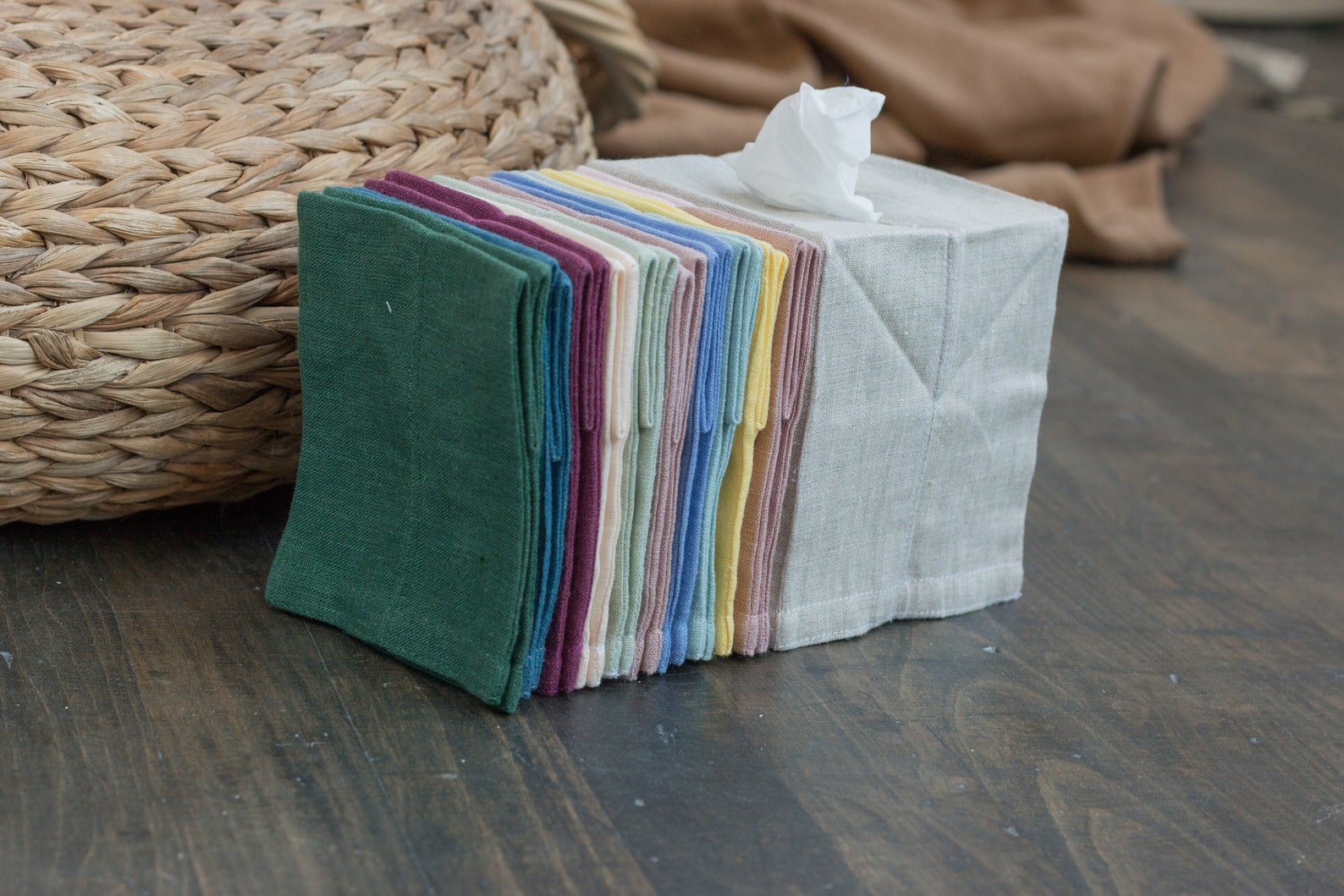 Classic Linen Tissue Box Cover. Minimalistic Bathroom Decor. Etsy