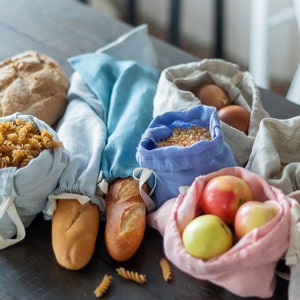 Linen Bread Bags for Homemade Bread w/Cotton Drawstring