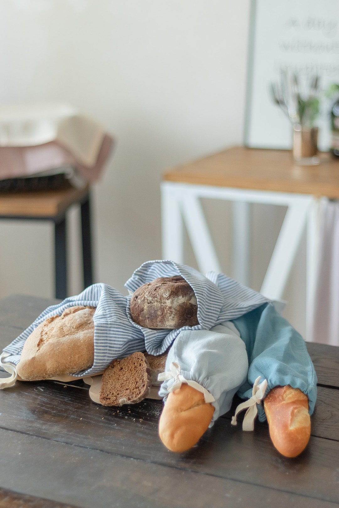 Linen Bread Bag – Reusable Food Storage Bag With Drawstrings. Zero ...