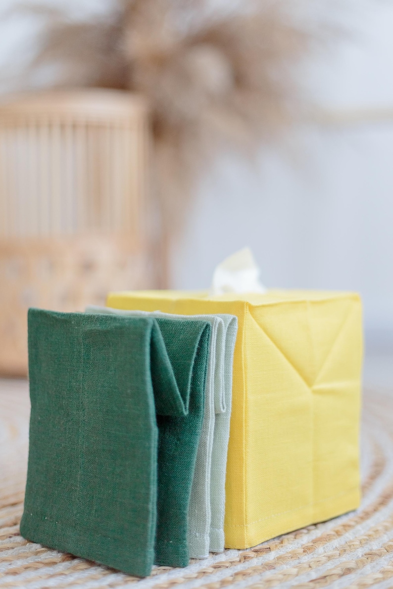 Pastell Leinen Taschentücher Box Covers mit Baumwolle Futter. Minimalistisches Raum Dekor. Viereckiger Taschentücher-Box Halter. Badezimmer Dekor. Pistachio Green