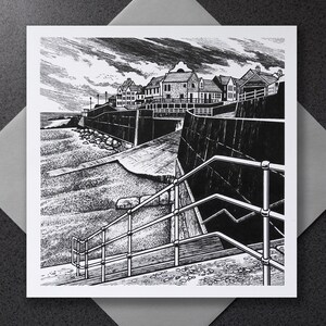 3 x Tarjetas de notas - La grada del pescador, Sheringham.
