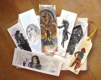 Handmade Sorceress Bookmarks - Fourteenth of the Hill - Yen- Cirilla - Wild Hunt's Sorceress Elf - Triss - Ard Skellig - Watercolors 300gsm