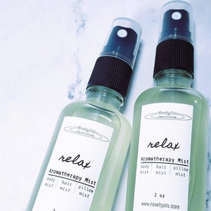 Aromatherapy Spray - 4 in 1 Mist: Body Mist Hair Mist Pillow Mist Room Mist- 2 oz || Reusable refillable glass bottle