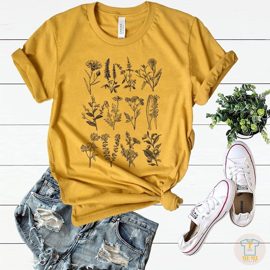 Wildflower Tshirt Botanical Flower Shirtgraphic Teenature Etsy