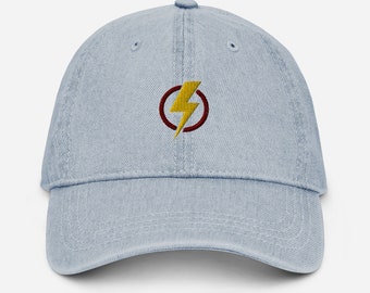 Lightning Bolt Denim Hat, Trendy Lightning Bolt hat, Lightning Bolt Embroidered Hat, Denim Hat