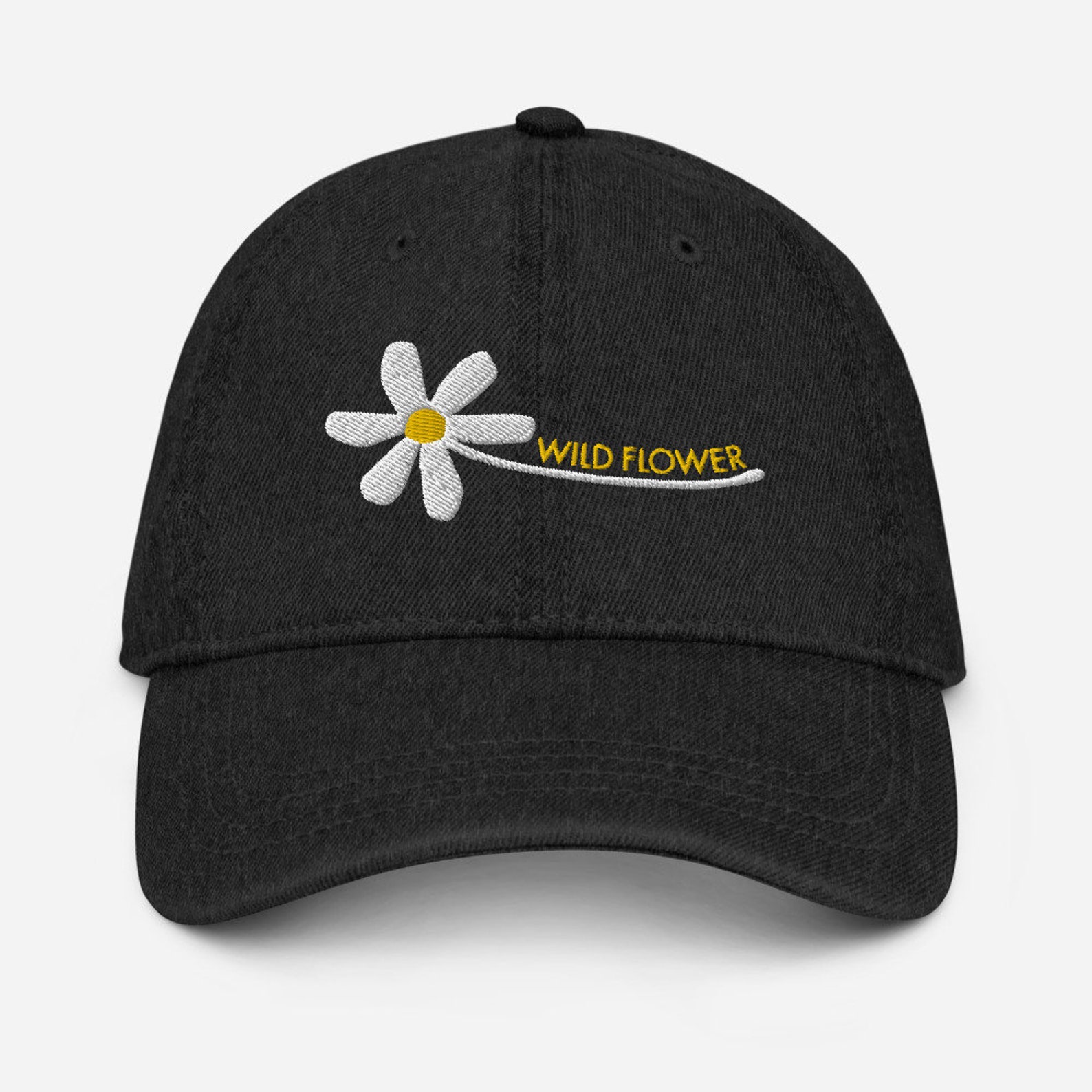 Daisy Flower Denim Hat Wild Flower Hat Embroidered Denim Etsy