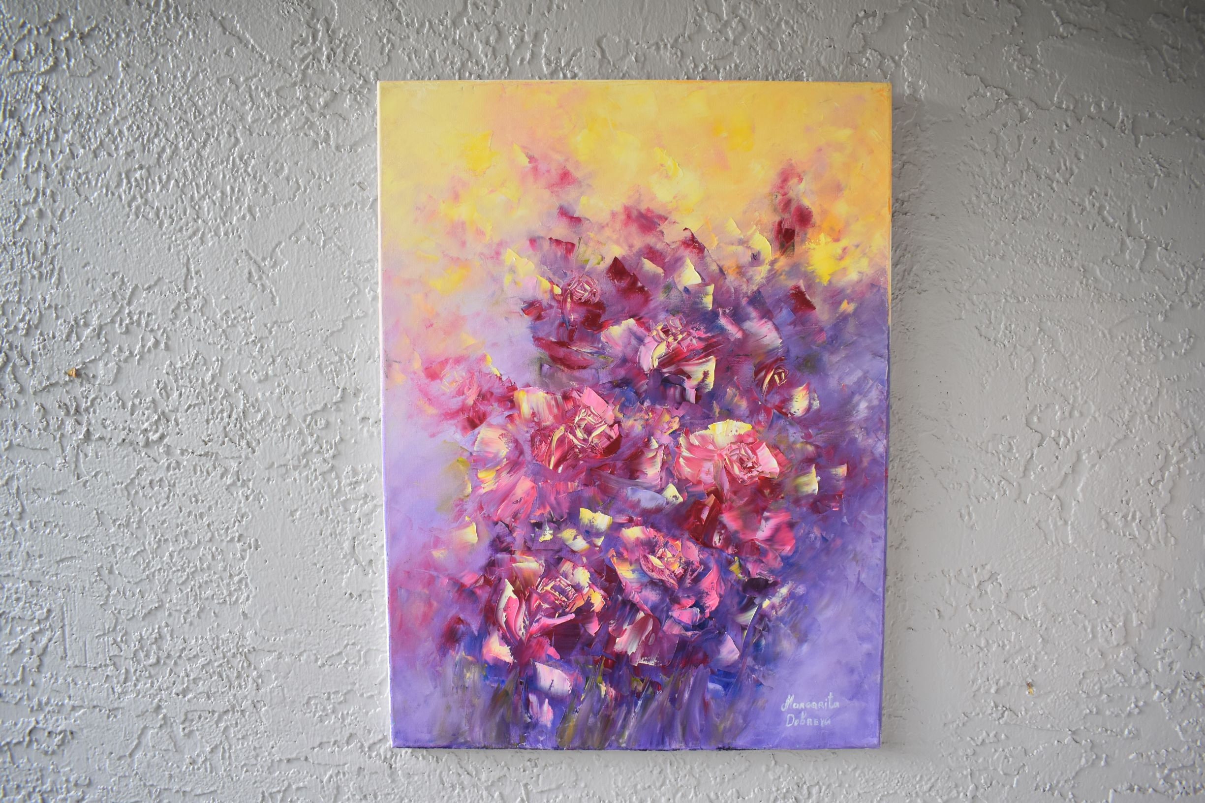 Abstract Roses Original Painting Oil on Canvas Flowers Signed Etsy