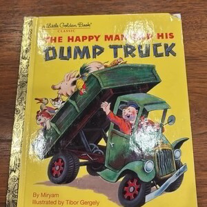 Vintage Children&#39;s A Little Golden Book Collection, The Happy Man and His Dump Truck, 1950 Edition, Damaged Corner